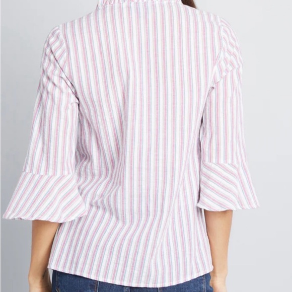 Modcloth Striped Large Professional Pizzazz Button Down Blouse - Picture 2 of 8